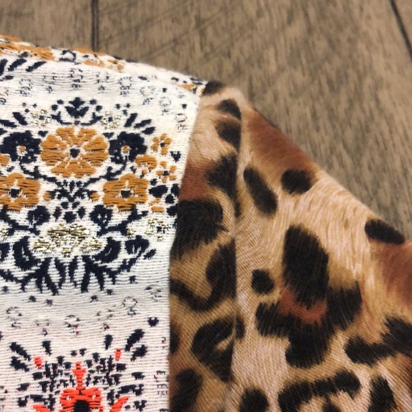 BEAUTIFUL Uncle Frank ANTHROPOLOGIE mixed media contrast leopard dress M FLAWS - Picture 6 of 13